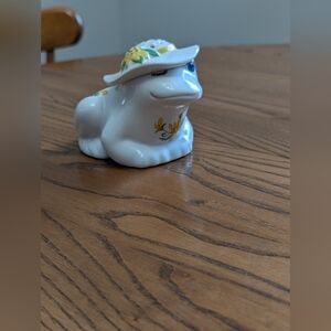 Avon Vintage 1982 Ceramic Floral Winking Frog Potpourri Jar Ceramarte Brazil
